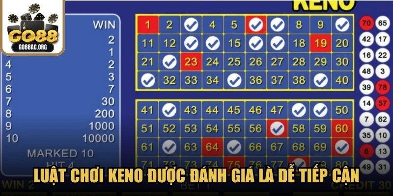 Luật chơi Keno được đánh giá là dễ tiếp cận, phù hợp cho người mới
